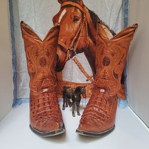 ARRIERO Mexican Cowboy Boots Crocodile Upper Leather Shaft Matching Belt 29/10.5